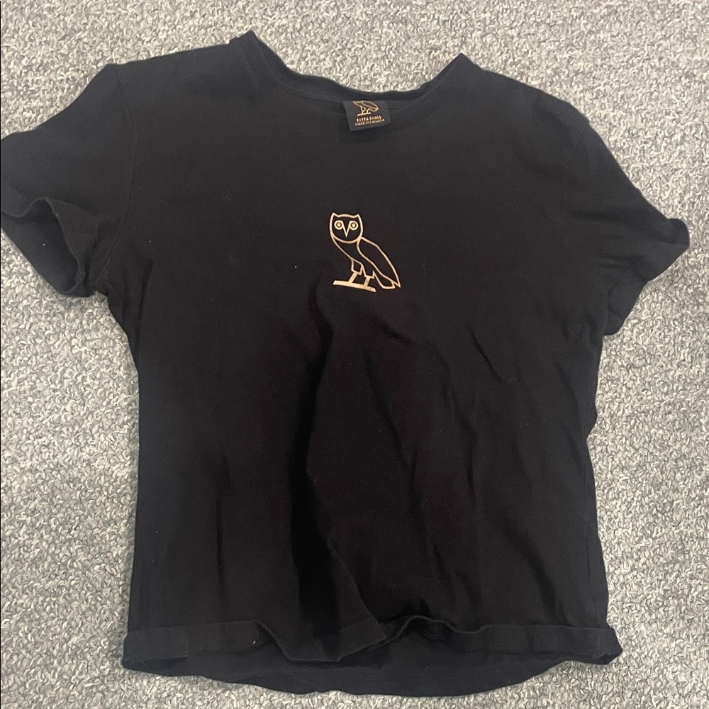 Black T-Shirt with Gold Owl Logo